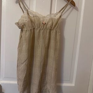 Y2k Kimchi Blue Silk Cream Camisole with Lace Trim